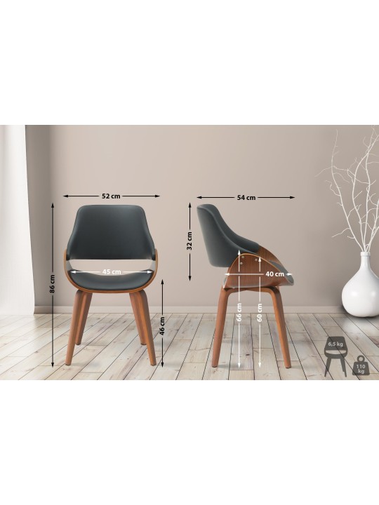 Eetkamerstoel Vangale kunstleer, walnoot/zwart