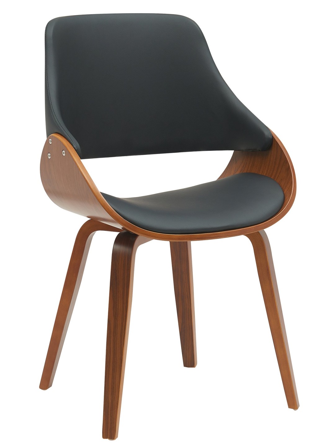 Eetkamerstoel Vangale kunstleer, walnoot/zwart