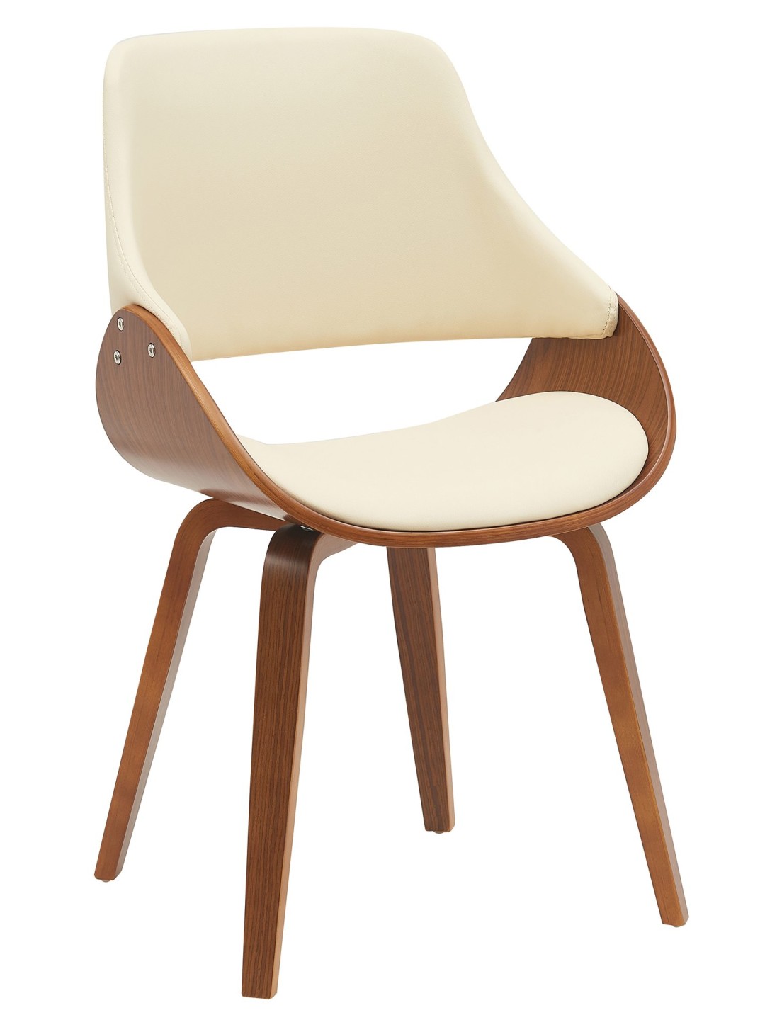 Eetkamerstoel Vangale kunstleer, walnoot/crème