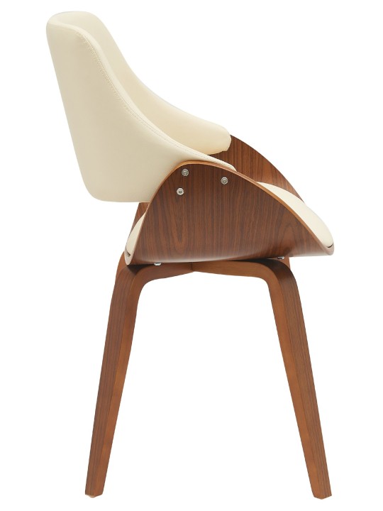 Eetkamerstoel Vangale kunstleer, walnoot/crème
