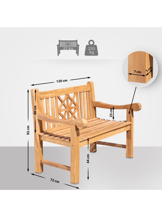 Teakhouten bank Florida 120 cm met deksel, teak