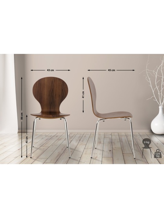 Set van 2 Diego bezoekersstoelen, walnoot