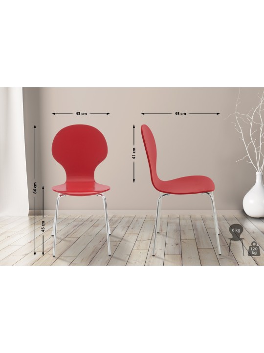 Set van 4 bezoekersstoelen Diego, rood