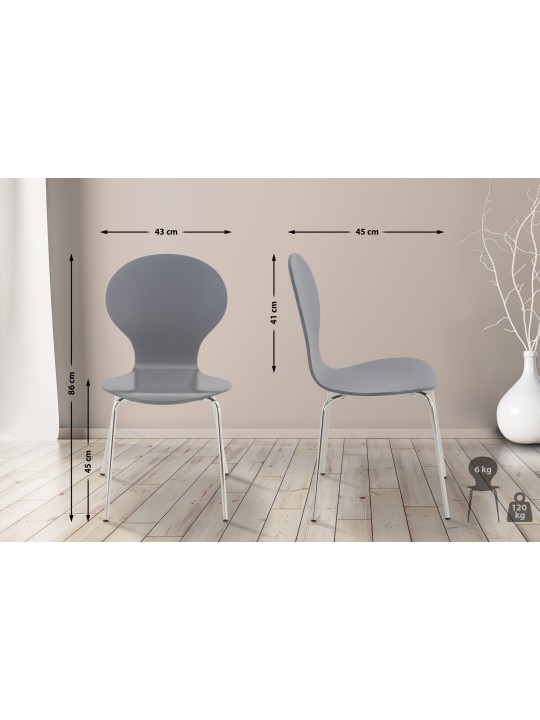 Set van 4 bezoekersstoelen Diego, grijs Set van 4 bezoekersstoelen Diego, grijs