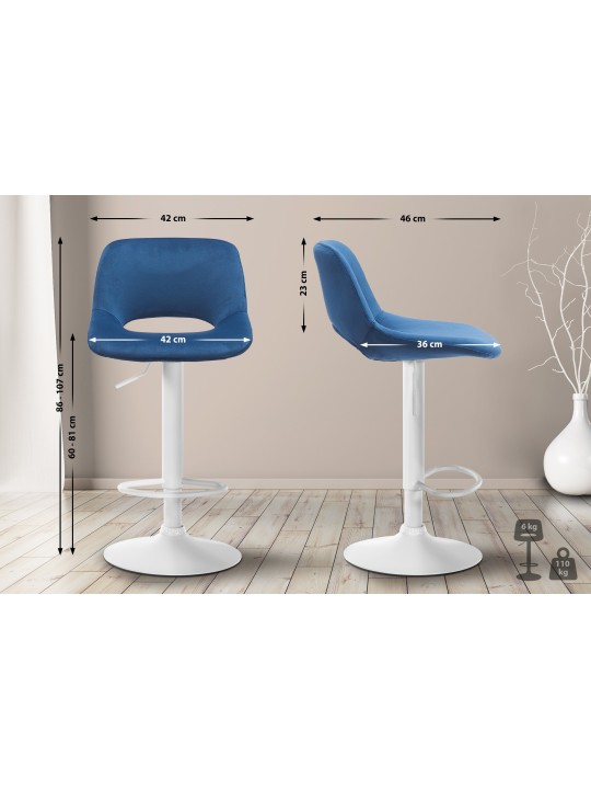 Barkruk Camden fluweel, blauw