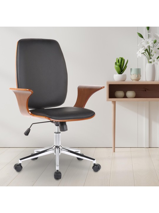 Bureaustoel Burbank kunstleer, walnoot/zwart