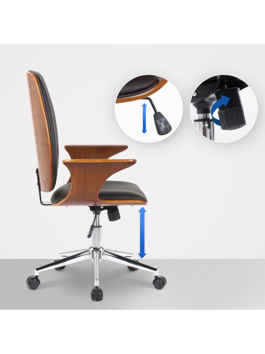 Bureaustoel Burbank kunstleer, walnoot/zwart