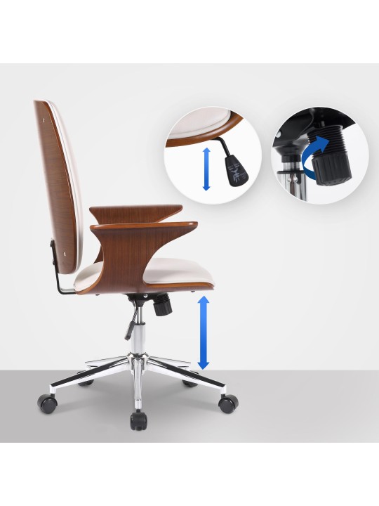 Bureaustoel Burbank kunstleer, walnoot/wit Bureaustoel Burbank kunstleer, walnoot/wit