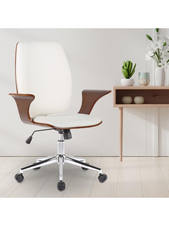 Bureaustoel Burbank kunstleer, walnoot/wit Bureaustoel Burbank kunstleer, walnoot/wit