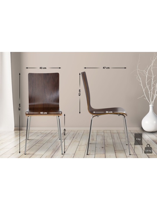 Set van 4 Pepe bezoekersstoelen, walnoot