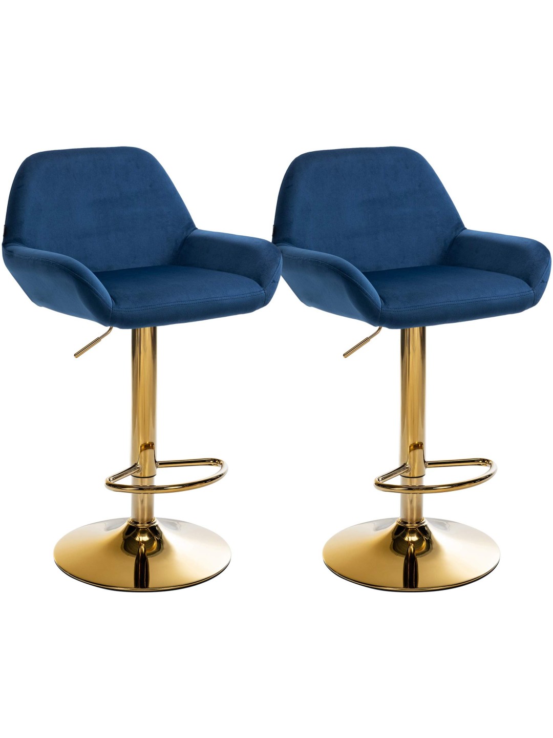 Set van 2 barkrukken Braga goud fluweel, blauw
