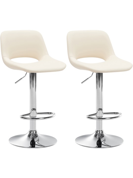 Set van 2 barkrukken Camden kunstleer chroom, crème Set van 2 barkrukken Camden kunstleer chroom, crème