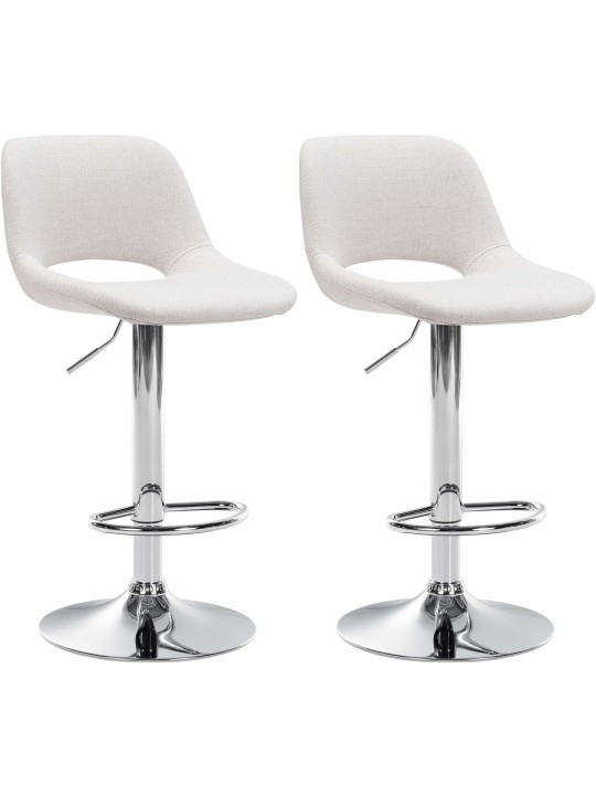 Set van 2 barkrukken Camden stof chroom, crème