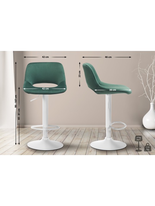 Set van 2 barkrukken Camden fluweel, groen