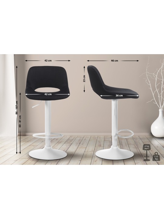 Set van 2 barkrukken Camden fluweel, zwart