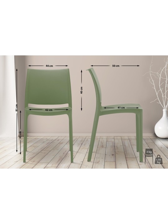 Set van 2 stoelen Maya, olijfgroen