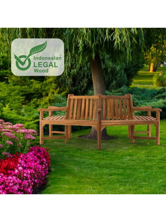 Sonja boombank met armleuningen 250 cm, teak