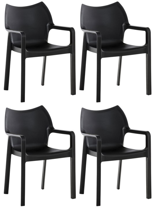 Set van 4 stoelen Diva, zwart