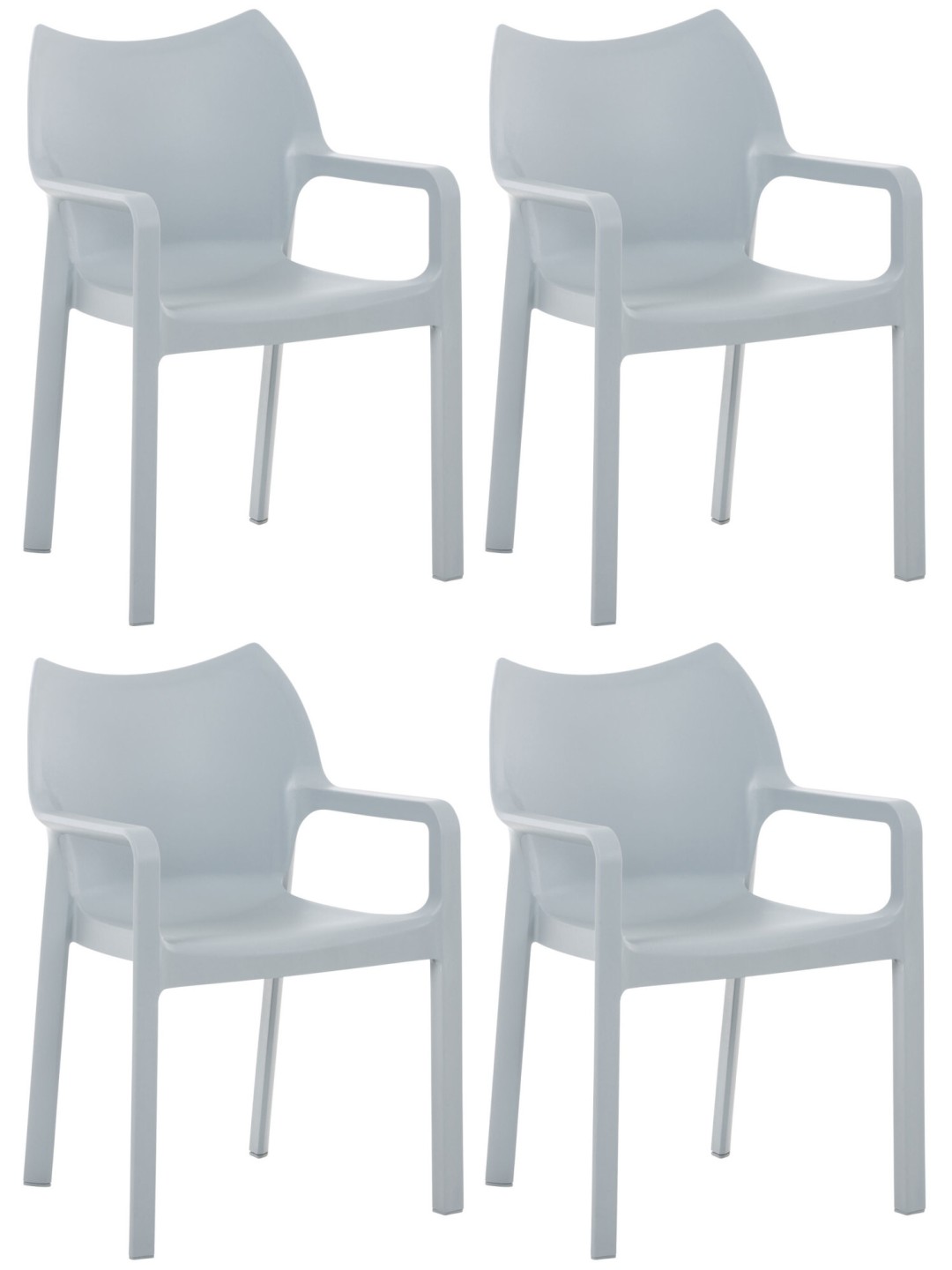 Set van 4 stoelen Diva, lichtgrijs