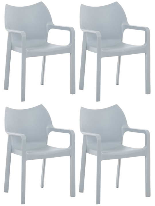 Set van 4 stoelen Diva, lichtgrijs