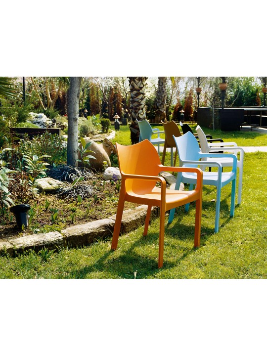 Set van 4 stoelen Diva, lichtgrijs