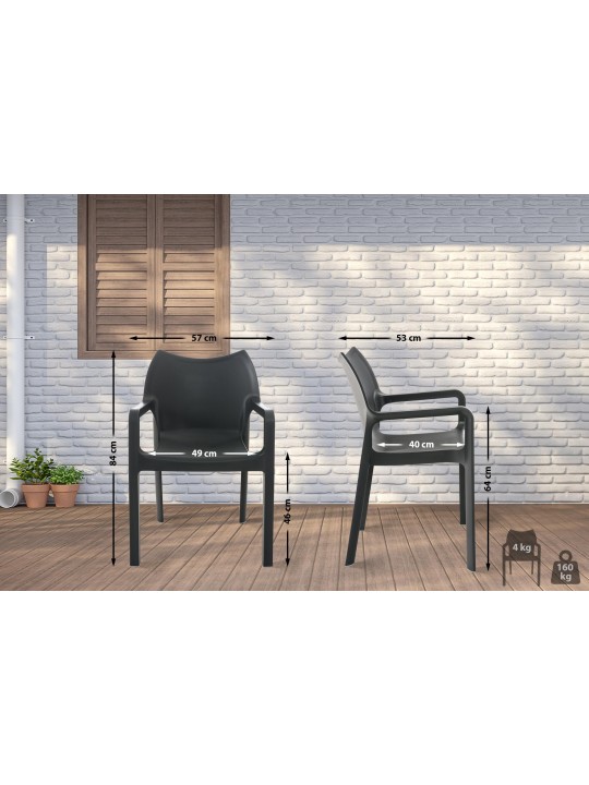 Set van 4 stoelen Diva, donkergrijs Set van 4 stoelen Diva, donkergrijs