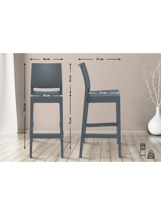 Set van 4 barkrukken Maya, donkergrijs