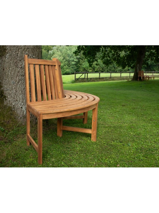 Boombank Heren 206cm halfrond met rugleuning, bruin