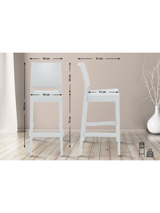 Set van 4 barkrukken Maya, wit