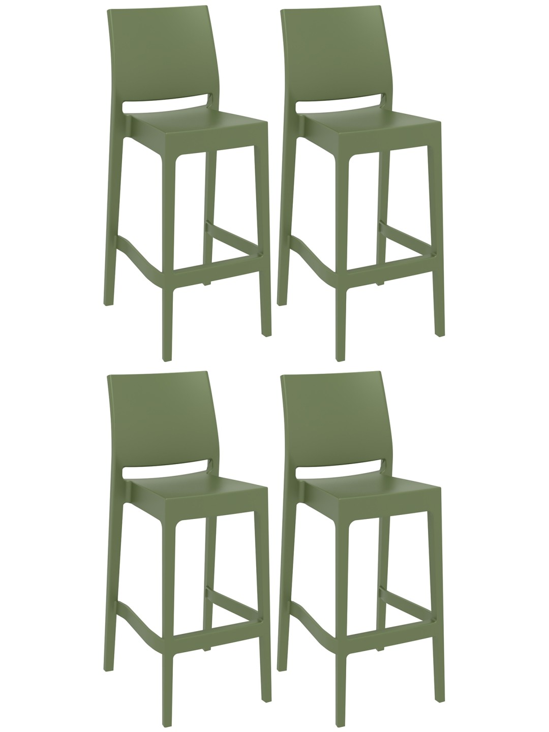 Set van 4 barkrukken Maya, olijfgroen