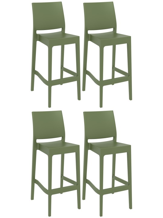 Set van 4 barkrukken Maya, olijfgroen Set van 4 barkrukken Maya, olijfgroen