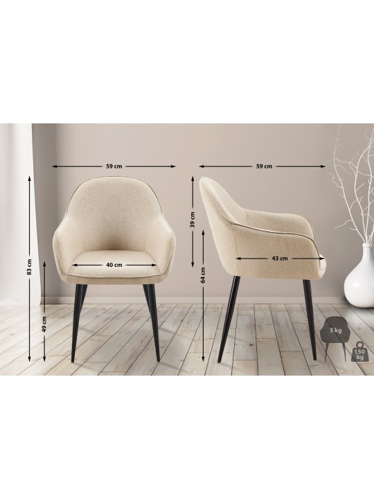 Eetkamerstoel Boise stof, taupe Eetkamerstoel Boise stof, taupe