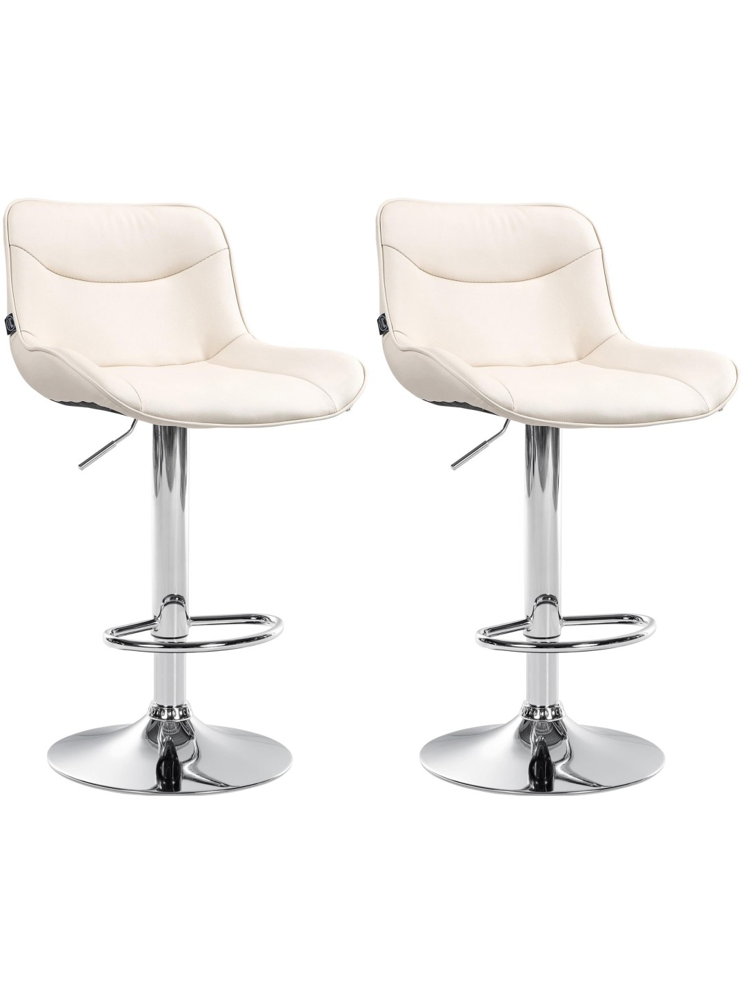 Set van 2 barkrukken Vonore kunstleer chroom, crème