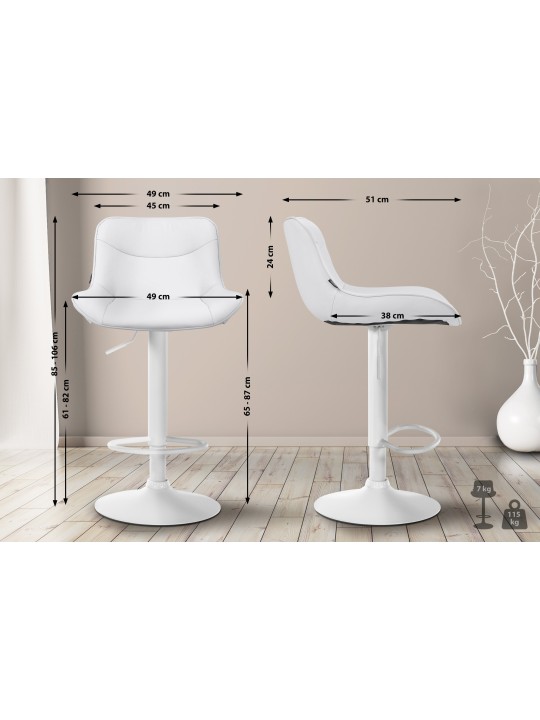 Set van 2 barkrukken Vonore kunstleer, wit