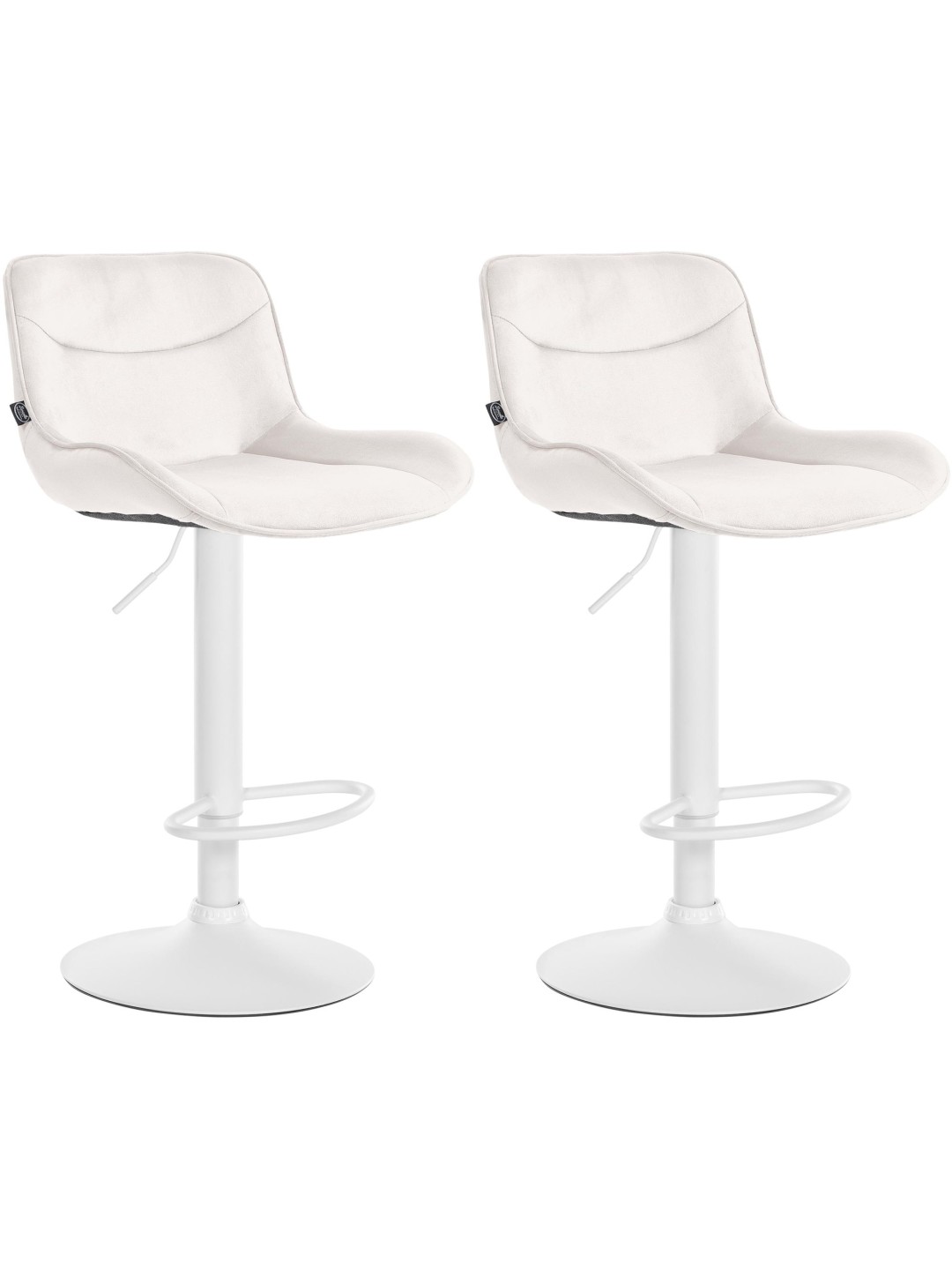 Set van 2 barkrukken Vonore fluweel, crème