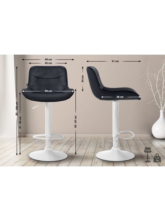 Set van 2 barkrukken Vonore fluweel, zwart