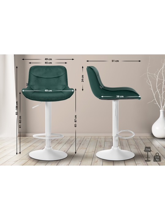 Set van 2 barkrukken Vonore fluweel, groen