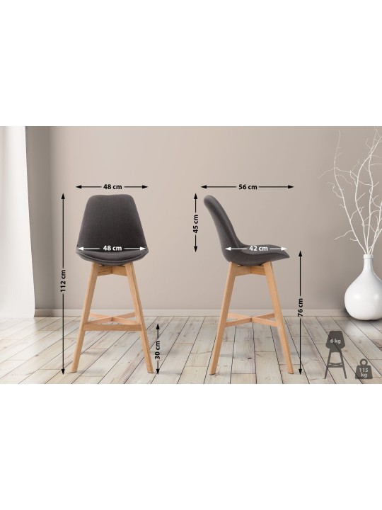 Barkruk Cannes stof Natura, donkergrijs