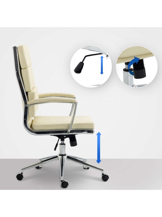 Bureaustoel Cleveland kunstleer, crème