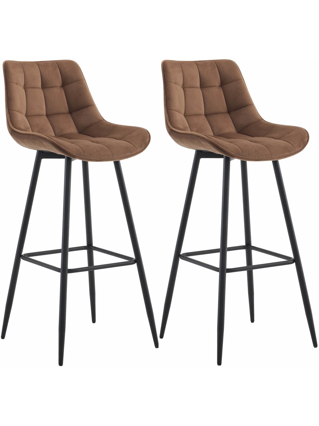 Set van 2 barkrukken Dartford fluweel, bruin