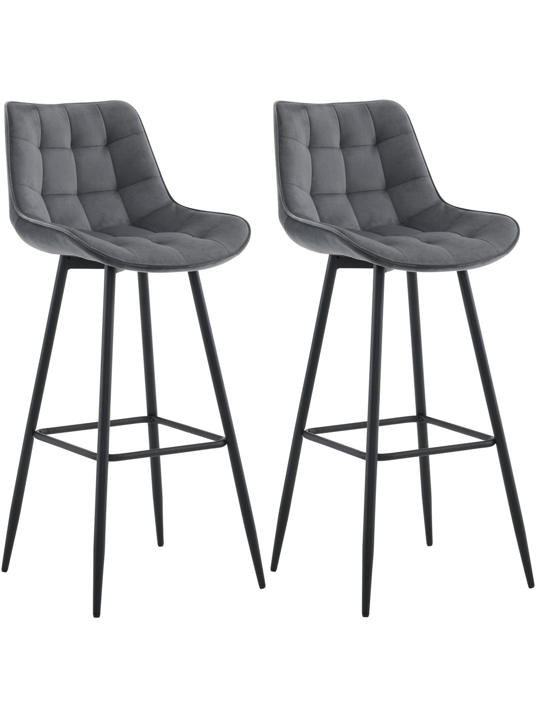 Set van 2 barkrukken Dartford fluweel, donkergrijs