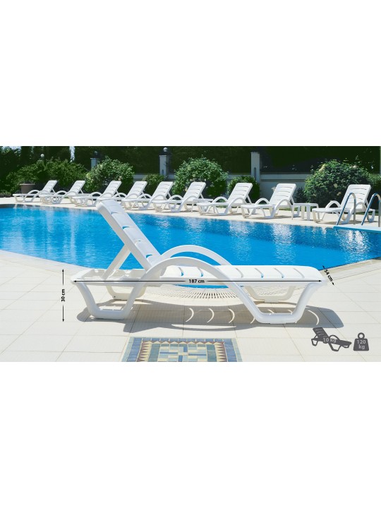 Set van 10 ligstoelen Havana, wit Set van 10 ligstoelen Havana, wit