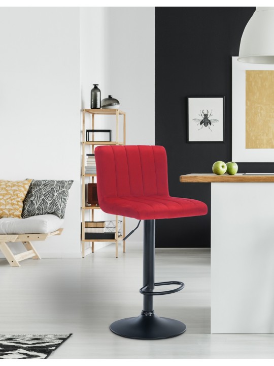 Barkruk Jamie fluweel, rood