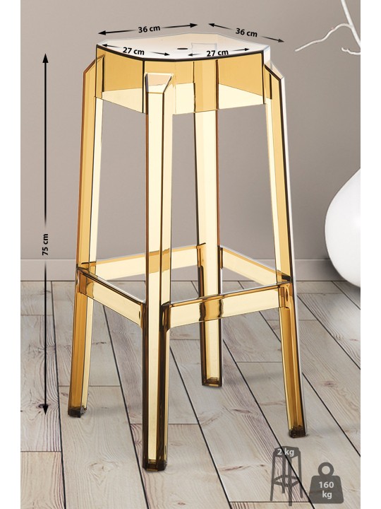 Barkruk Fox, transparant, barnsteen