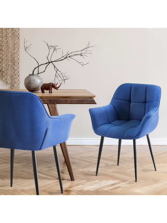 Eetkamerstoel Roseville stof, blauw