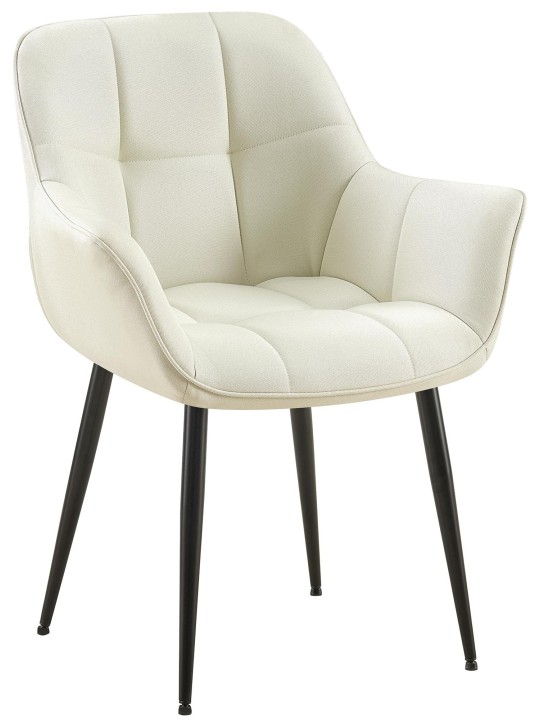 Eetkamerstoel Roseville stof, crème