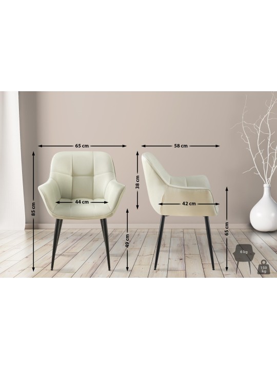 Eetkamerstoel Roseville stof, crème