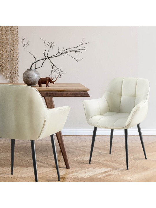 Eetkamerstoel Roseville stof, crème