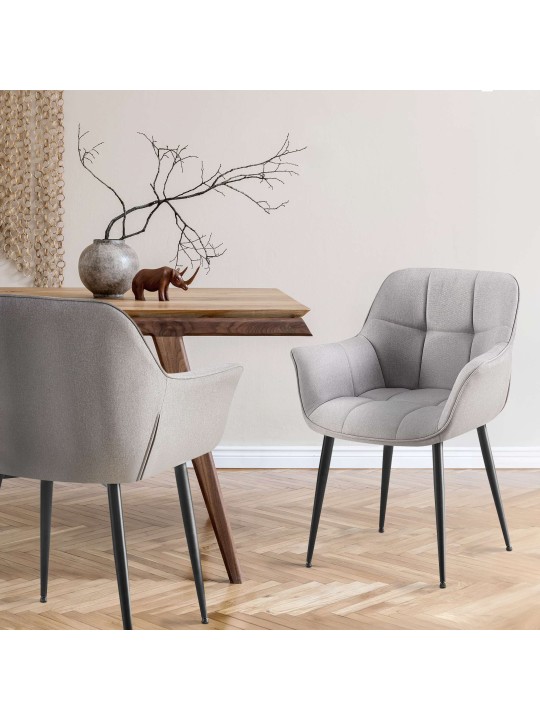 Eetkamerstoel Roseville stof, grijs