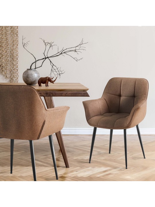 Eetkamerstoel Roseville stof, taupe